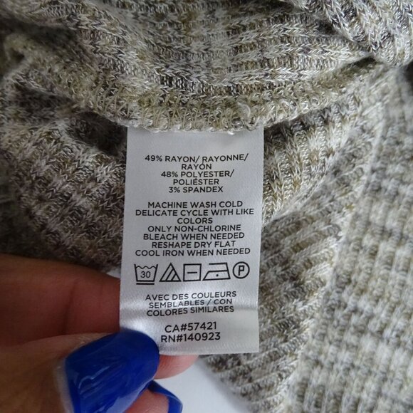 Ann Taylor Loft Brown Cream Turtleneck Knit Top Women Size XS Long Sleeve - Picture 5 of 9